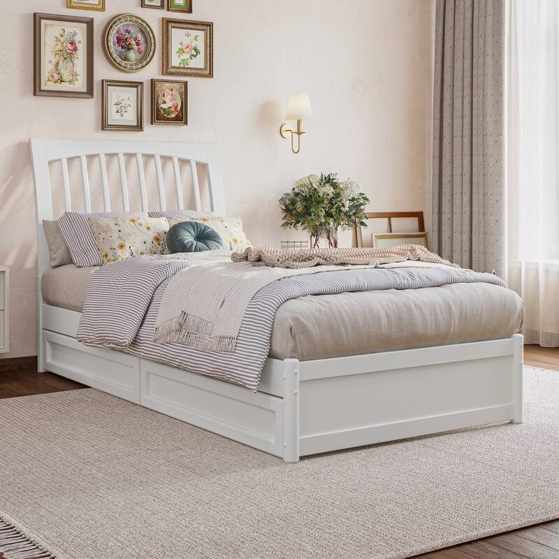 Roslyn Platform Bed with Panel Footboard and Storage Drawers