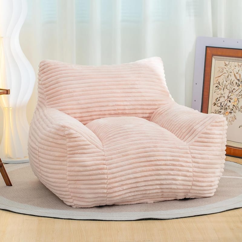 Bean Bag Chair for Adults with Armrests, Oversized Comfy Beanbag Lounge Lazy Floor Sofa Chair - Pink