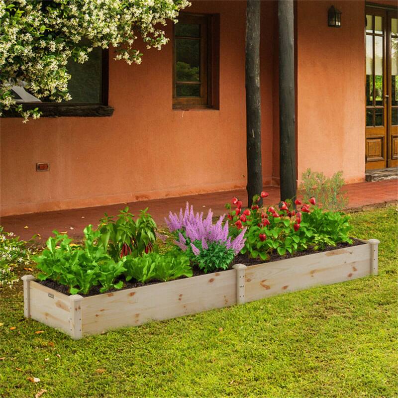 Wooden Raised Garden Bed for Vegetables Flowers Fruit - Natural