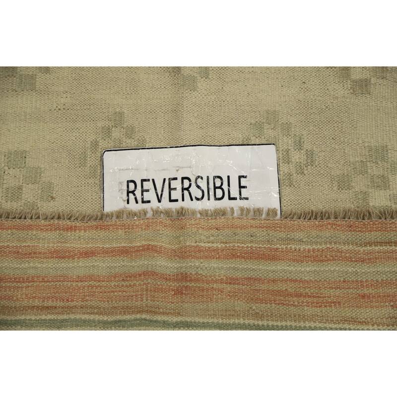 Hand Woven Oriental 100% Wool Carpet Southwestern Tribal Beige & Ivories Kilim Area Rug - 6' 0'' X 4' 1''