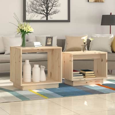 vidaXL Coffee Tables 2 pcs Nesting Table End Table Nightstand Solid Wood Pine - 19.7" x 15.7" x 18.5"