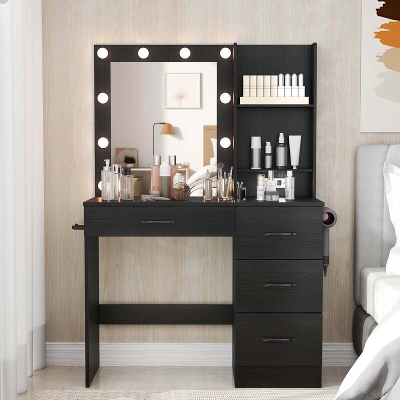 Costway Makeup Vanity Desk with Mirror and Lights Charging Station - 1 PCS
