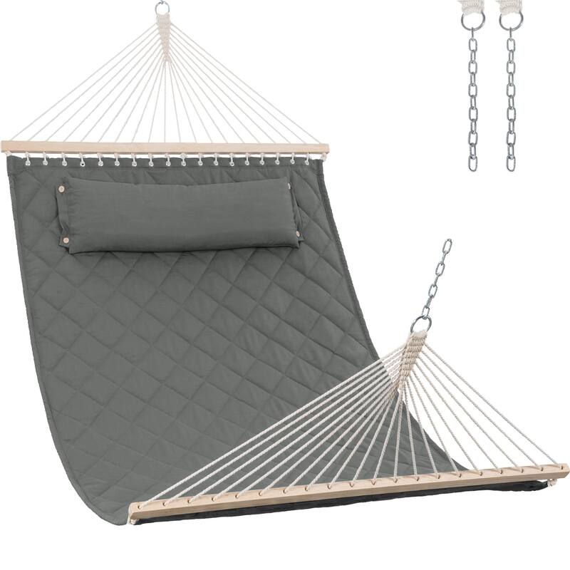 78'' Quilted 2 Person Hammock Beach Swing with Spreader Bars&Pillow - 55.1*122*1