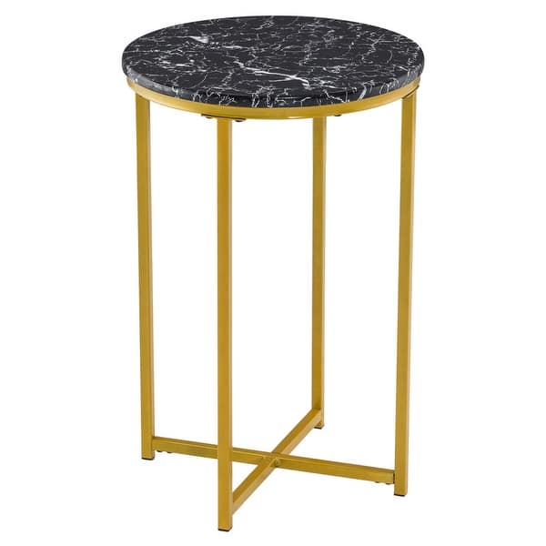 Simple Round Edge Sofa Side Table End Table Marble Black Overstock 32530364