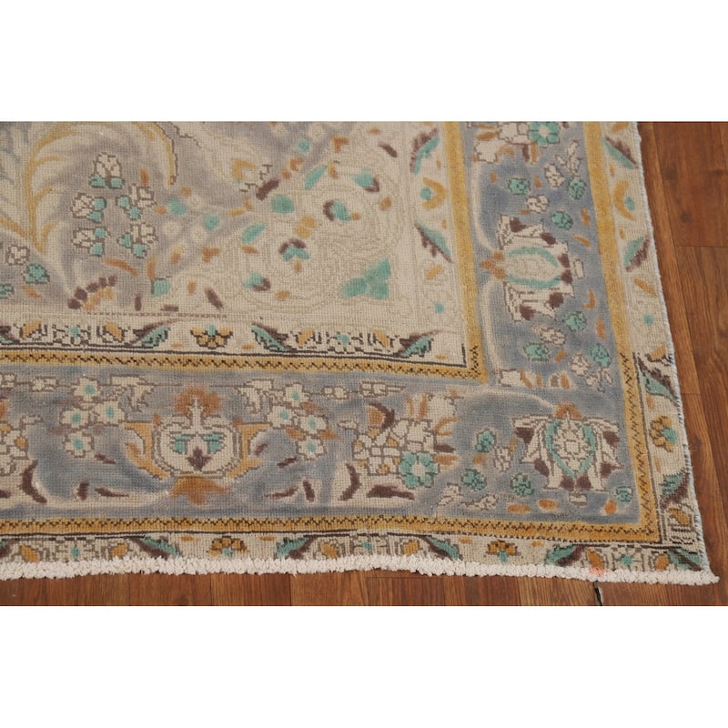 Blue Floral Tabriz Persian Rug Handmade Traditional Wool Carpet - 6'7"x 9'7"