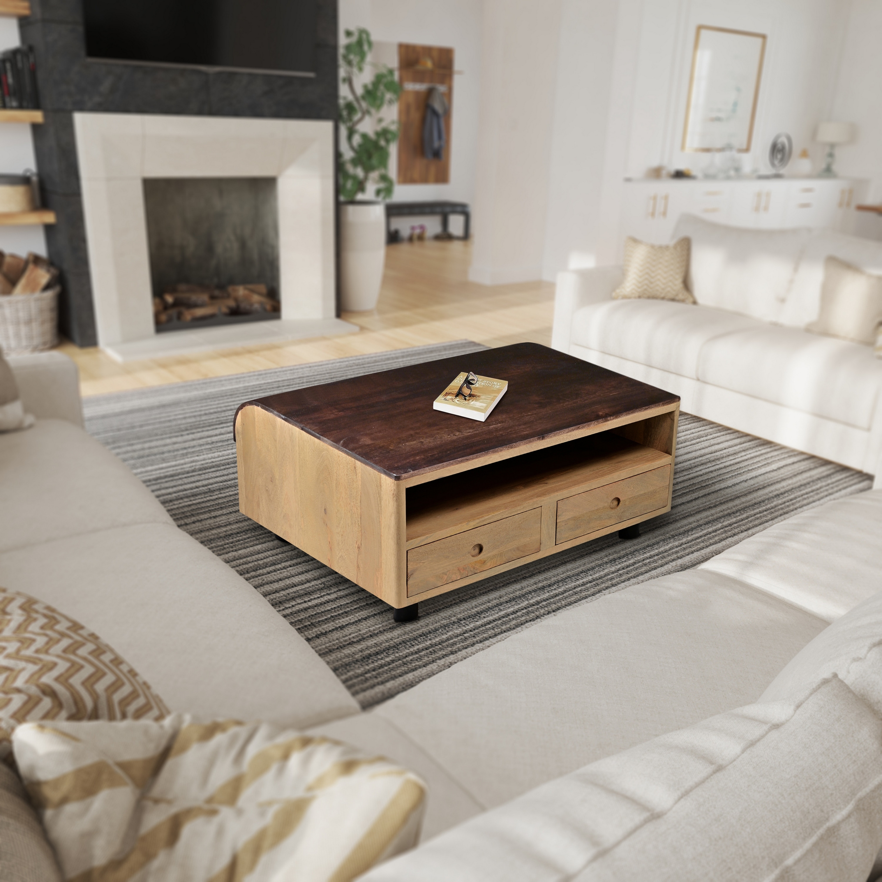 White mango cheap wood coffee table