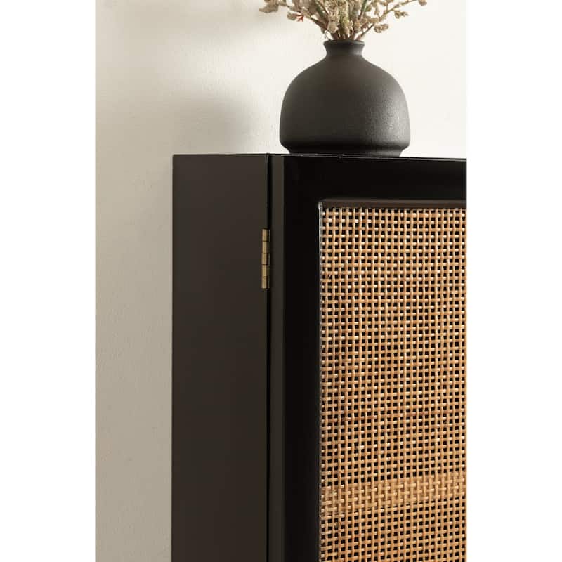 Kate and Laurel Ori Rattan Wall Cabinet with Cubby