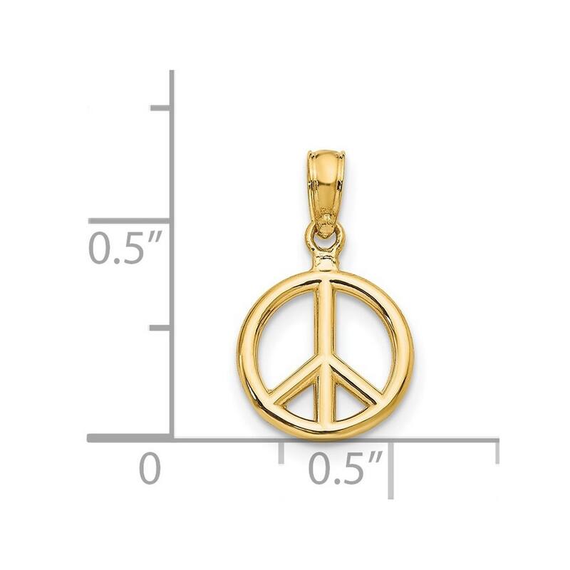 Curata 14k Yellow Gold 18" Polished Peace Symbol Pendant Necklace