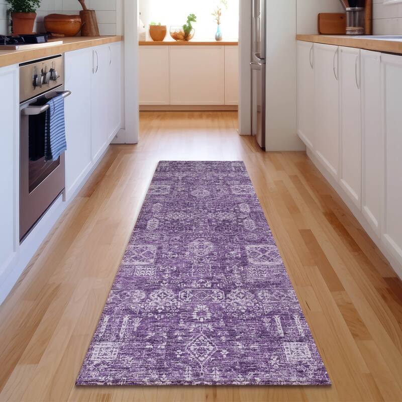 Premium Washable Super Soft Traditional Persian Mayfield Rug - Purple - 2' 3" x 7' 6" - Runner