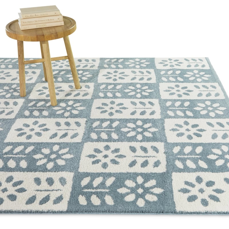 Karol Modern Floral Area Rug - 7'10" x 10' - Blue - Rectangle
