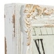 preview thumbnail 5 of 16, White Wooden Carved Acanthus Floral Wall Clock with Distressing