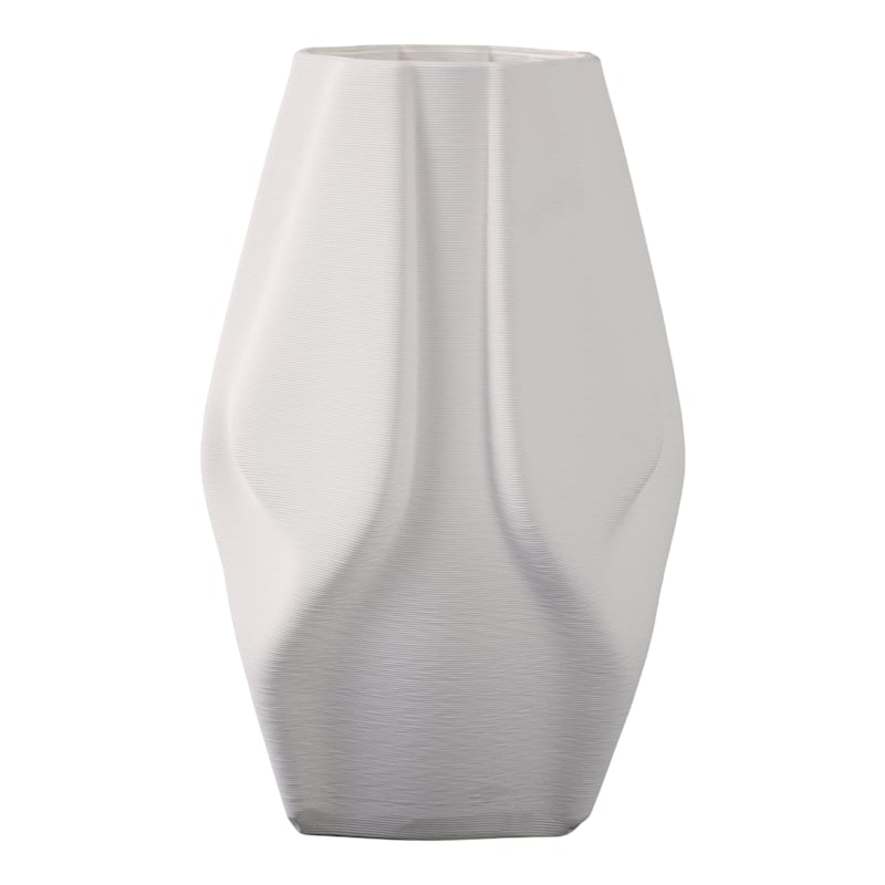 Modern Porcelain Vase with Sculpted Geometric Design Decorative Accent