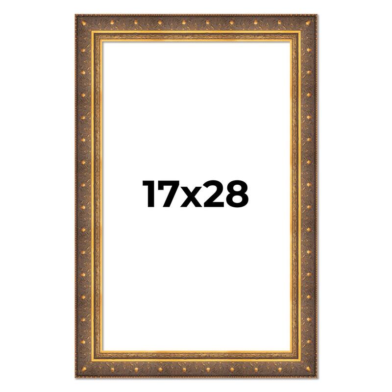 17x28 Frame Vintage Gold Solid Wood Picture Frame | 2.5 Inch Moulding