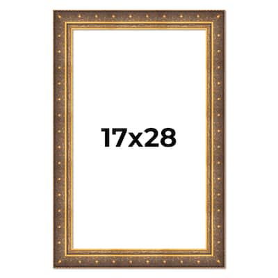 17x28 Frame Vintage Gold Solid Wood Picture Frame | 2.5 Inch Moulding