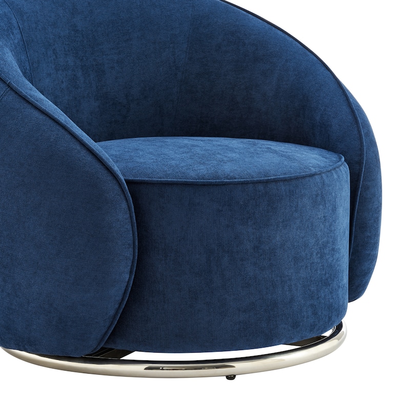 Sapphire Swing Luxury Swivel Blue and Chrome Accent Chair