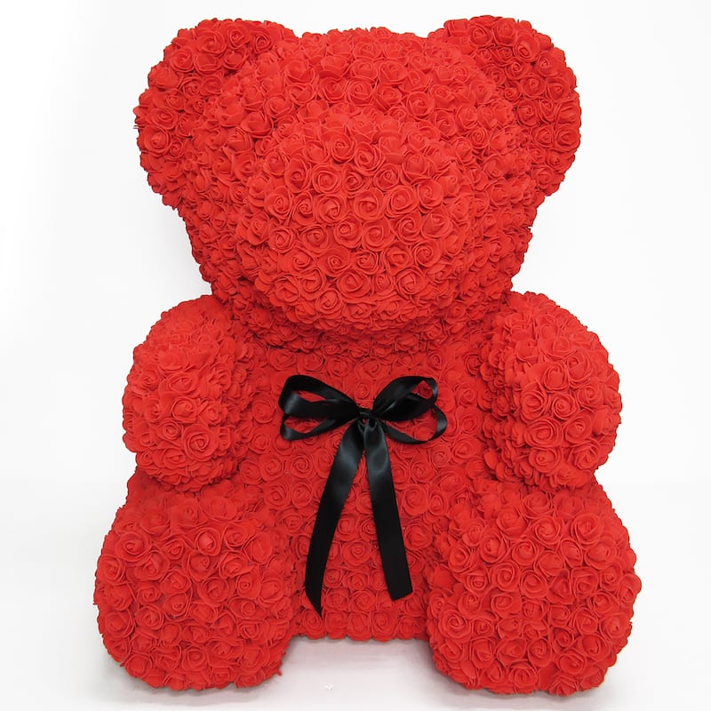XL Forever Rose Bear Flower Teddy Bear 25" with Gift Box for Valentines Day, Anniversary, Birthday, Gift for Her