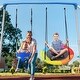 preview thumbnail 8 of 7, 440lbs Heavy Duty A-Frame Metal Swing Sets for Backyard with 1 Saucer Swing and 1 Toddler Swing