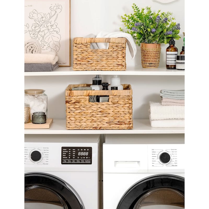 Wicker Storage Basket Set of 2 for Organizing and Decorative - 12"D x 12"L x 7"H