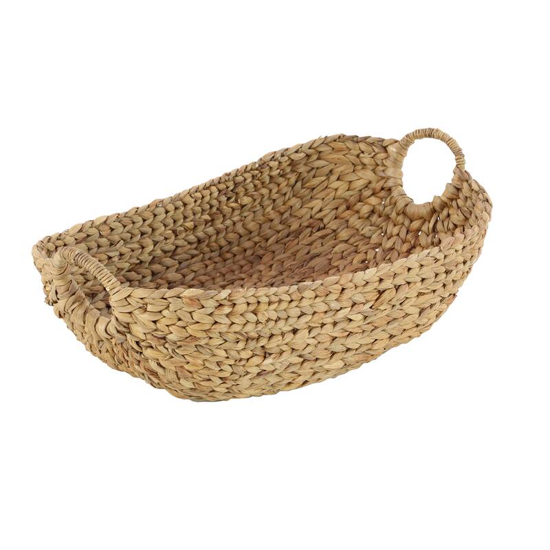 Seagrass Handmade Large Woven Decorative and Functional Storage Basket with Handles - Brown, White, Black