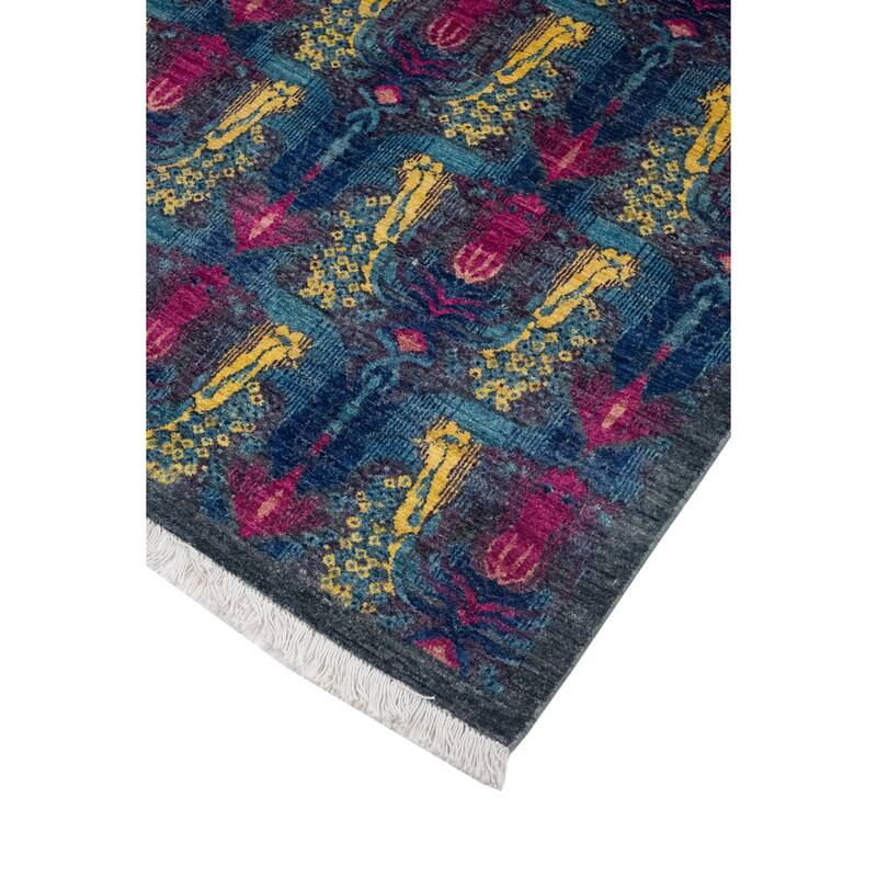 Noori Rug Fine Chobi Basan Charcoal/Blue Rug - 4'2" x 6'4"