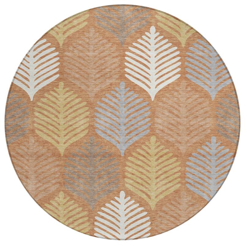 Machine Washable Indoor/ Outdoor Modern Fern Chantille Rug