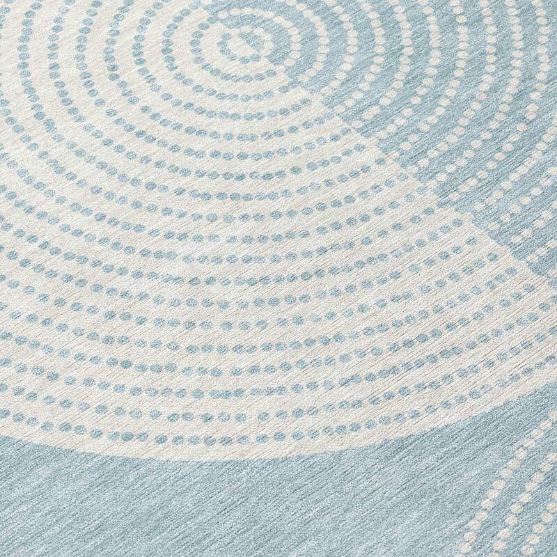Machine Washable Indoor/ Outdoor Geo Circles Chantille Rug