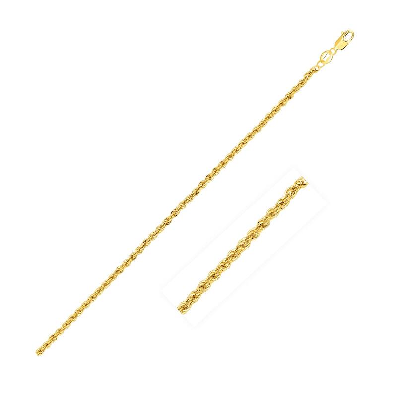 2.0mm 14k Yellow Gold Light Rope Chain Necklace