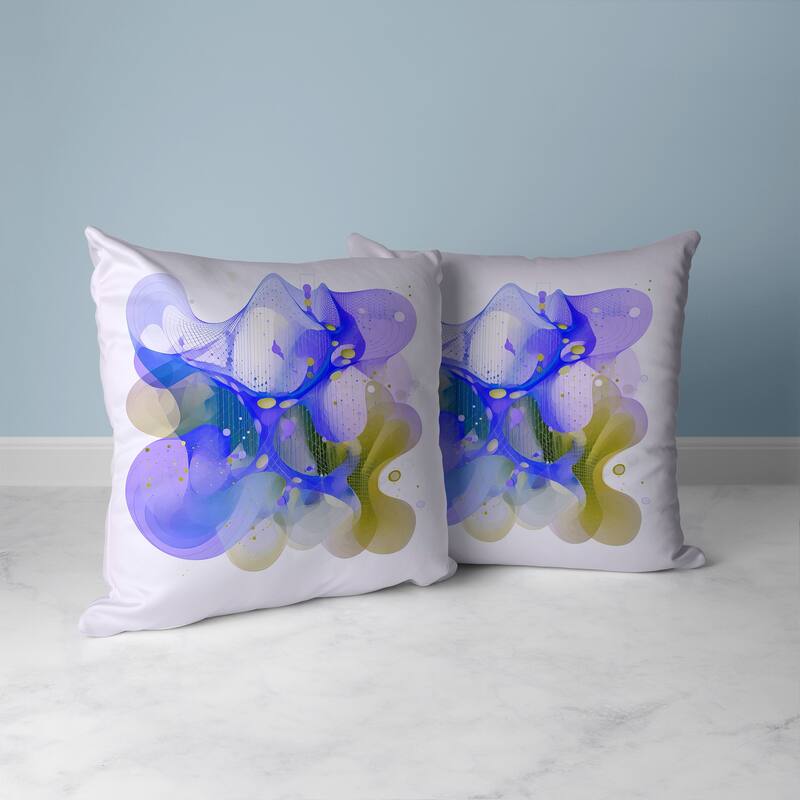 Whimsical Waves Faux Suede Reversible Throw Pillow Blue and Olive
