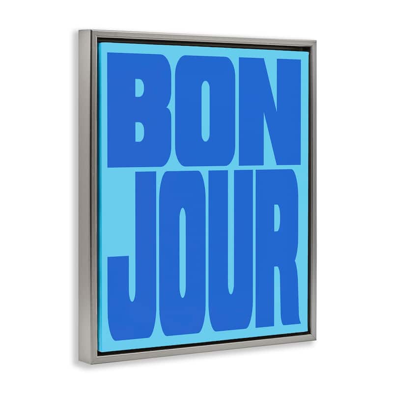 Stupell Bonjour Blue Tones Framed Floater Canvas Wall Art Design By House of Lulu