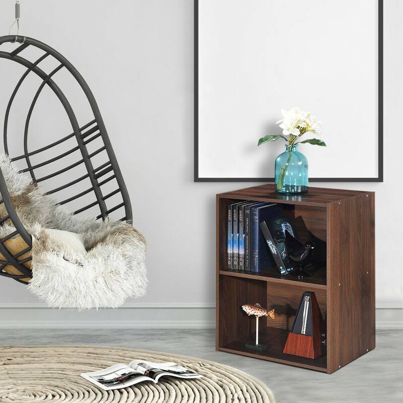 Gymax 2 Tier Open Shelf Night Stand End Table Sofa Side Storage - 17''x11.5''x21.5''