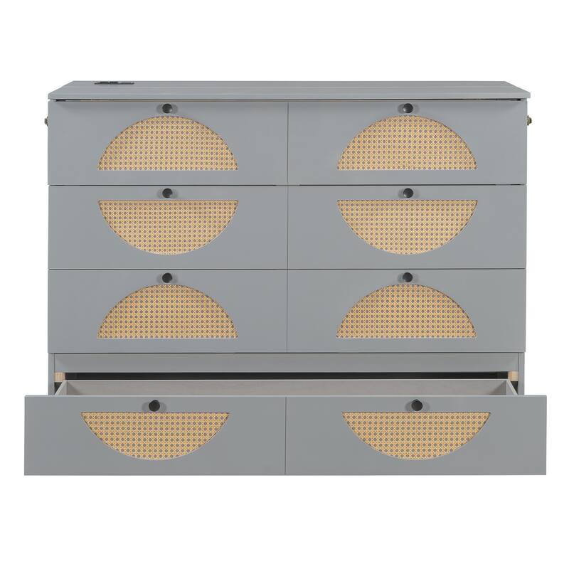 Modern Murphy Bed with Drawer, USB Ports, and Outlets