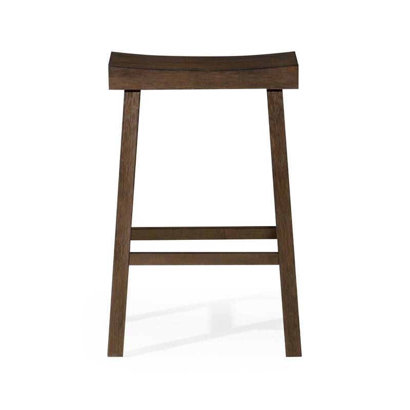 HomeRoots 27" Brown Solid Wood Backless Counter Height Bar Chair