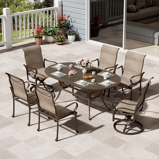 72" Cast Aluminum Oval Patio Dining Table with 2" Umbrella Hole