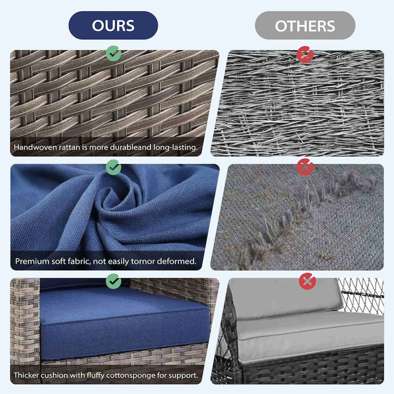 Glissia 2-Piece Handwoven Gray Wicker Patio Armchairs with 4-Inch Thick Cushions