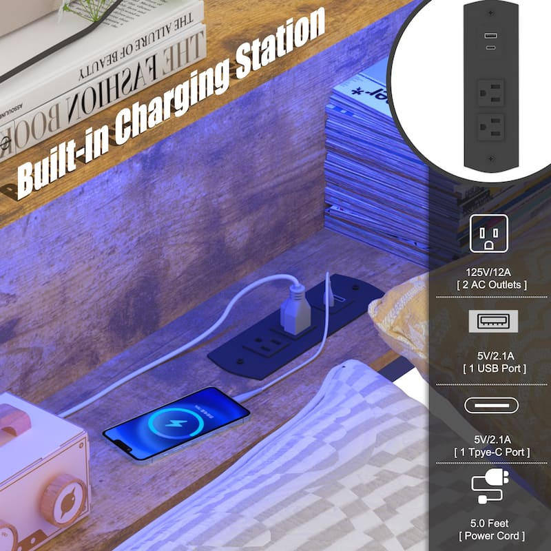Corner Bed Unit with Storage, USB & LED Lighting