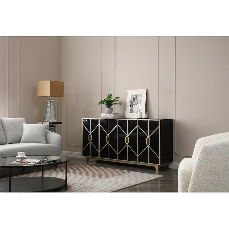 Decor Black and Gold 31 in. H Storage Cabinet