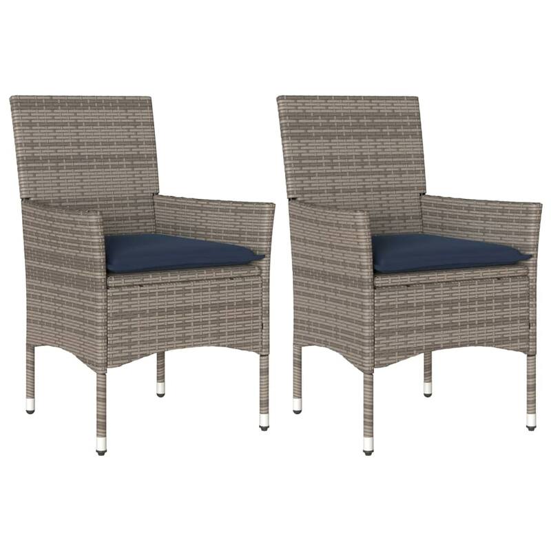vidaXL Patio Chairs with Cushions 2 pcs Poly Rattan