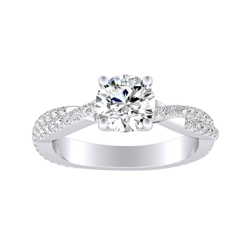 Auriya 1 1/2ct Twisted Moissanite and 1/2ctw Diamond Engagement Ring 14K Gold - White - 9