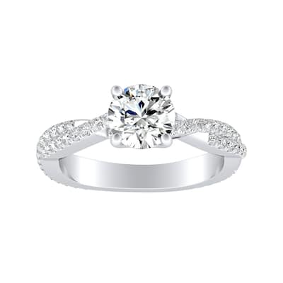 Auriya 1 1/2ct Twisted Moissanite and 1/2ctw Diamond Engagement Ring 14K Gold