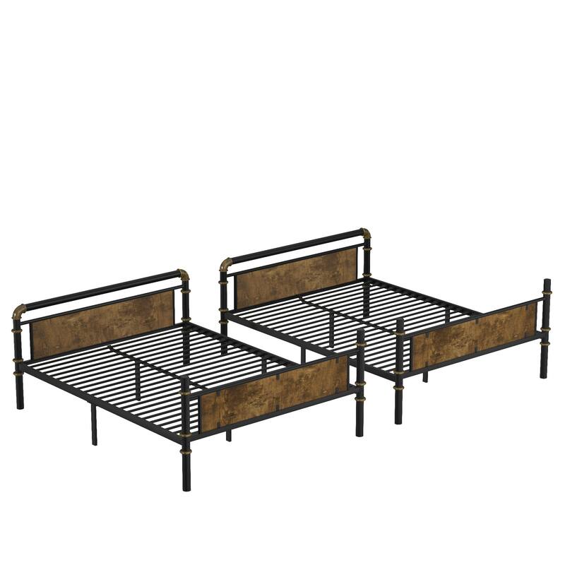 over Metal Bunk Bed, Industrial Detachable Bunkbeds with Safety Guard Rails