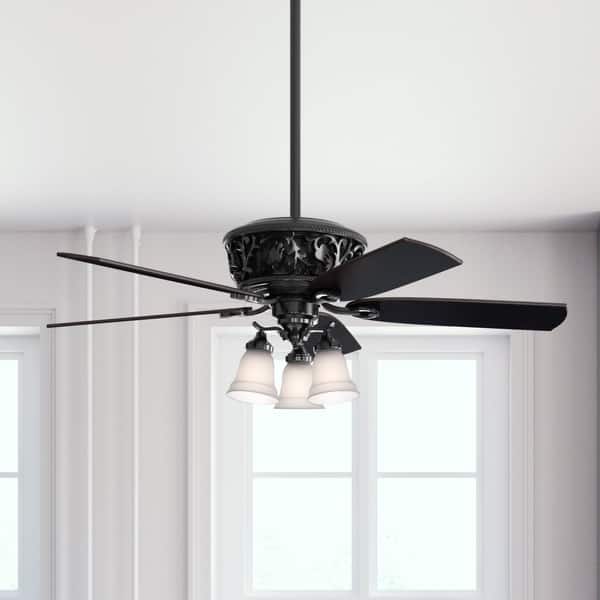 slide 2 of 21, Hunter 54" Promenade Ceiling Fan with LED Light Kit and Handheld Remote - Victorian, Transitional - ENERGY STAR! Gloss Black