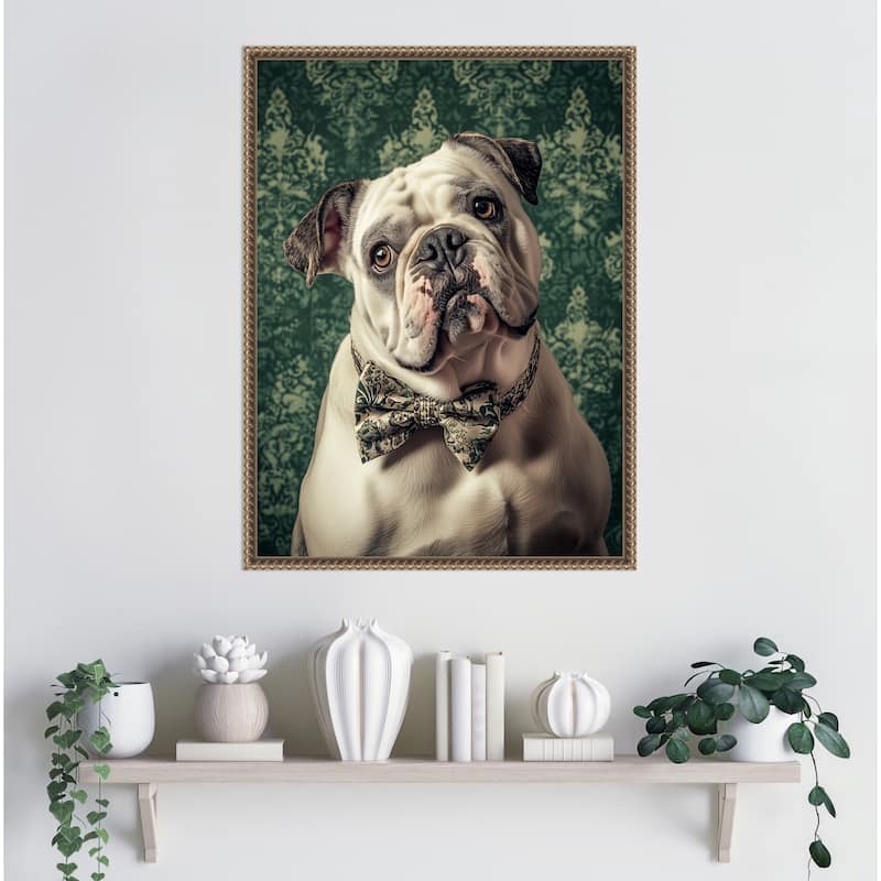 The Gentleman Bulldog by Mowzu Framed Canvas Wall Art