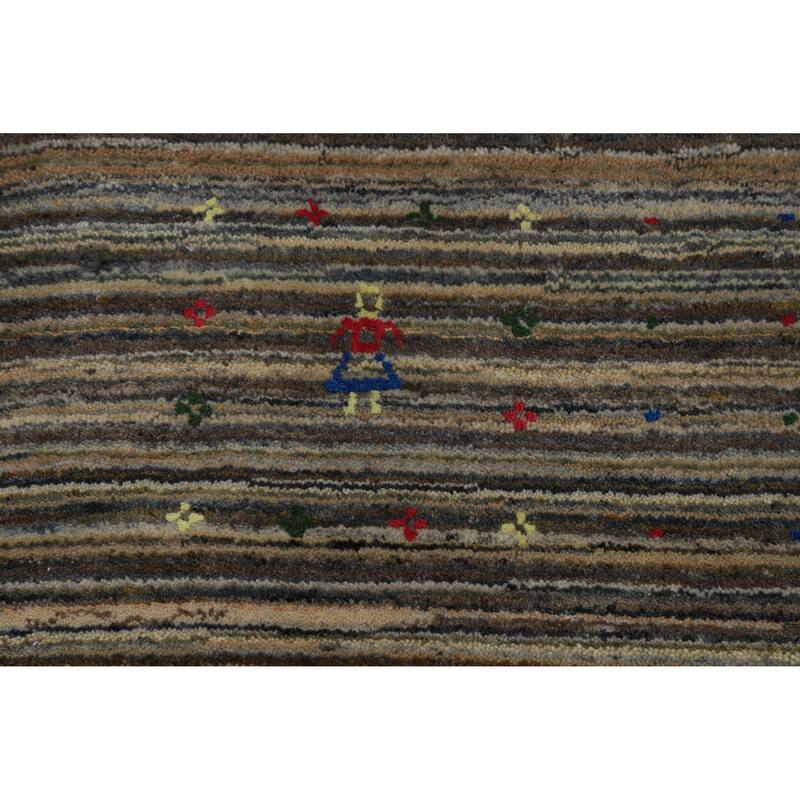Hand Knotted Oriental 100% Wool Carpet Tribal Animal Pictorial Multi-Colored Gabbeh Area Rug - 9' 10'' X 8' 0''