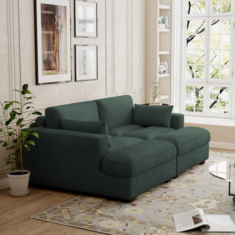Modern Corduroy Modular Sectional Sofa Chaise Couch Bed