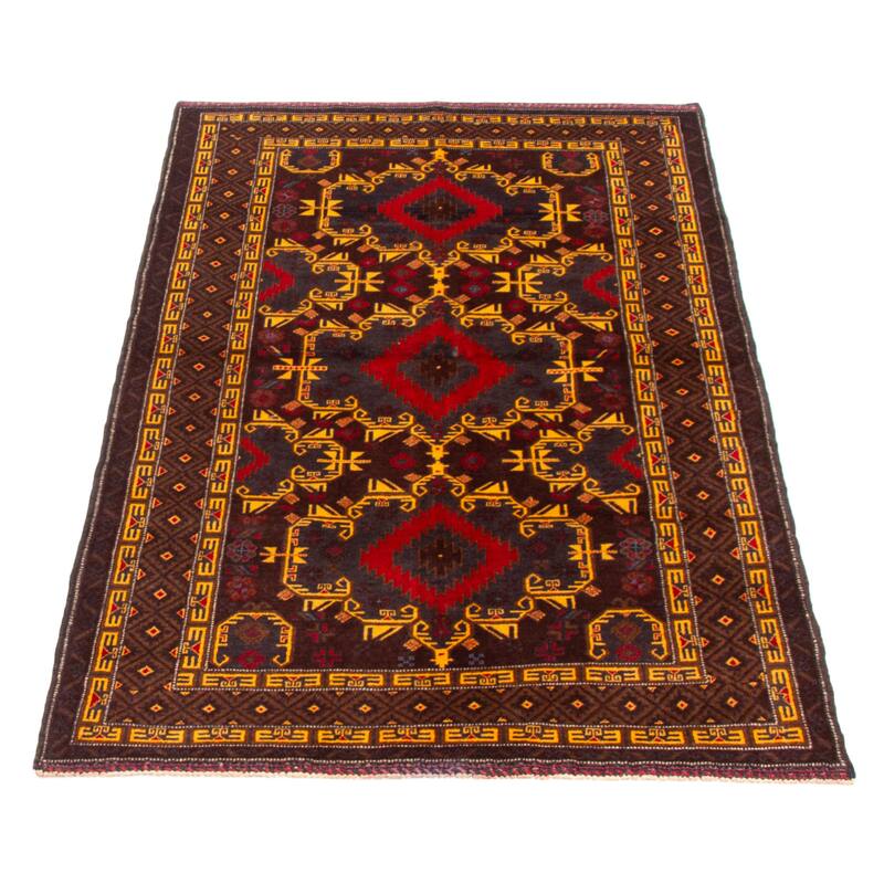 Teimani Navy, Red Rug 3'10" x 6'6" - 3'10 x 6'6