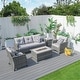 preview thumbnail 9 of 17, 5-piece Patio Conversation Set Sofa Set with Fire Pit Table Table-low