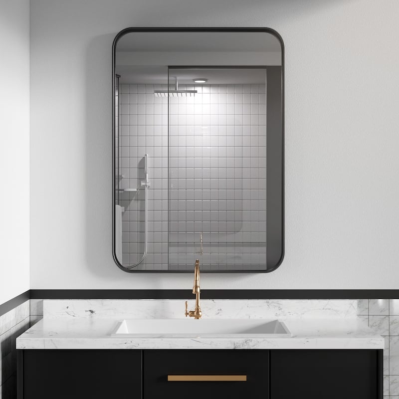 Modern Wall Mirrors Bathroom Mirrors Vanity Mirrors with Iron Framed for Multi Scenes(1 Piece) - 24 X 36 INCHES - Black