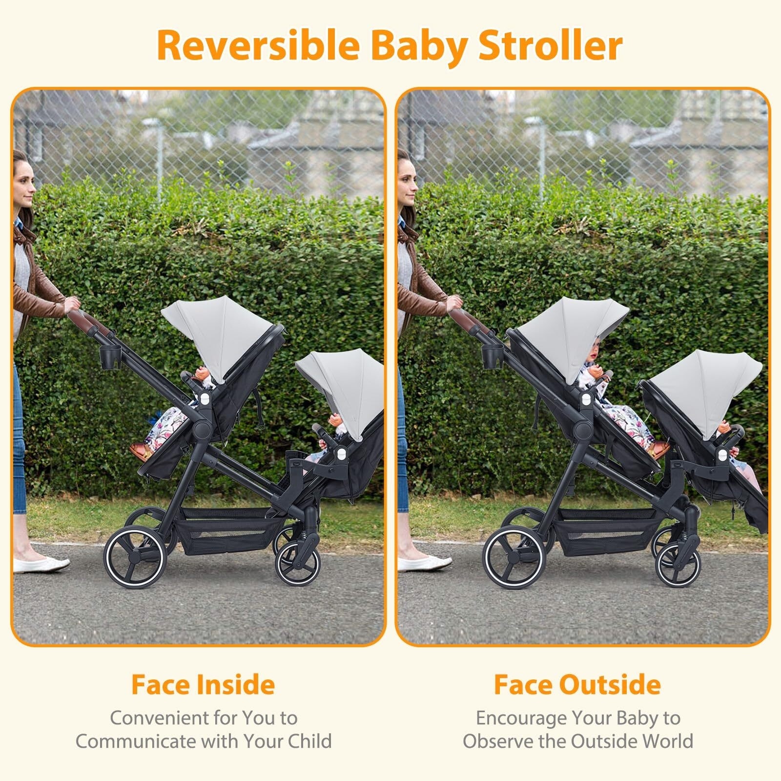 Double Stroller Track Tandem Stroller for Infant and Toddler