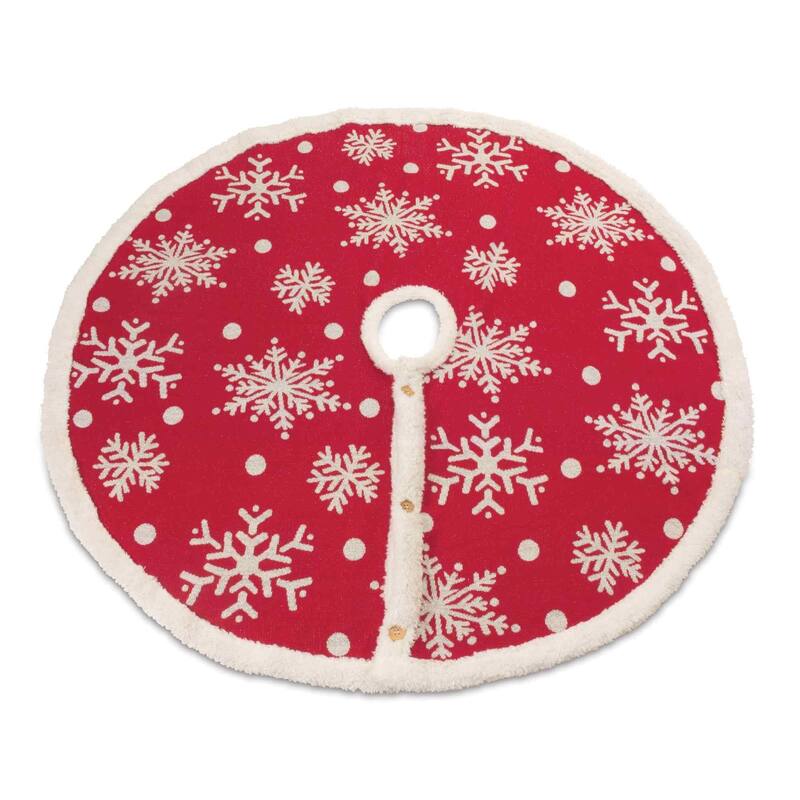 48" Red Woven Snowflake Christmas Tree Skirt
