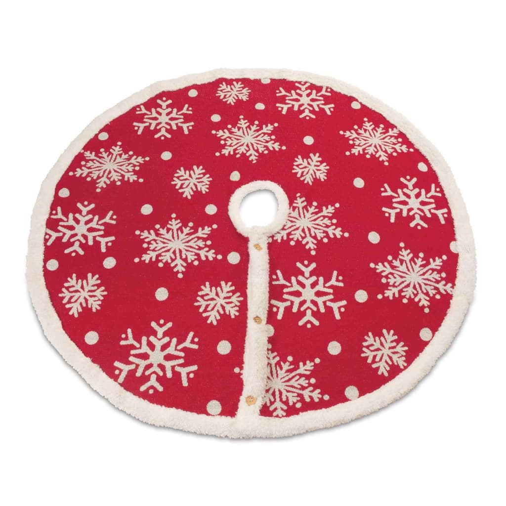 48" Red Woven Snowflake Christmas Tree Skirt